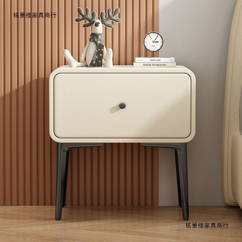 Solid Wood Fully Equipped Light Luxury Minimalist Internet Celebrity Mini Small Bedside Table Modern Simple Single-Layer Bedroom Nordic