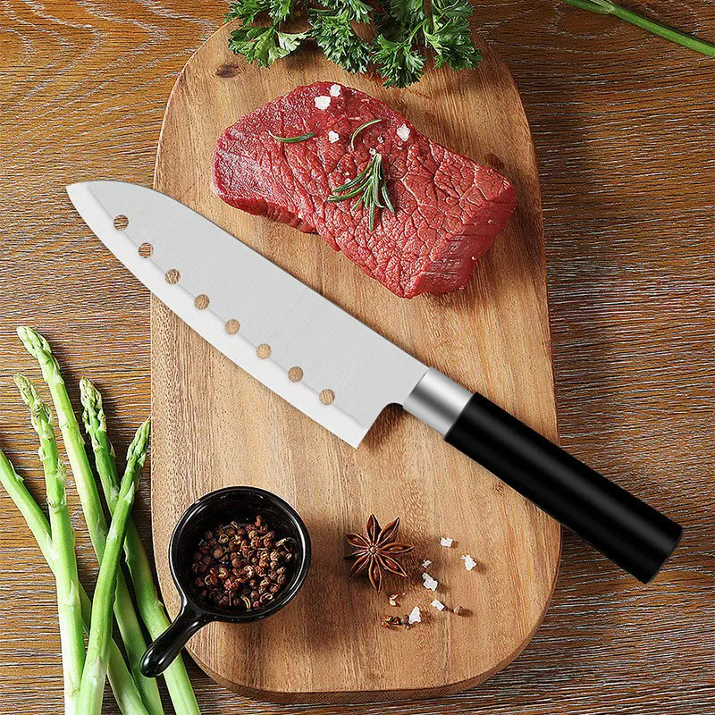 7寸日式菜刀不锈钢厨师刀鱼片刀切肉寿司刀 防粘设计 三德刀批发