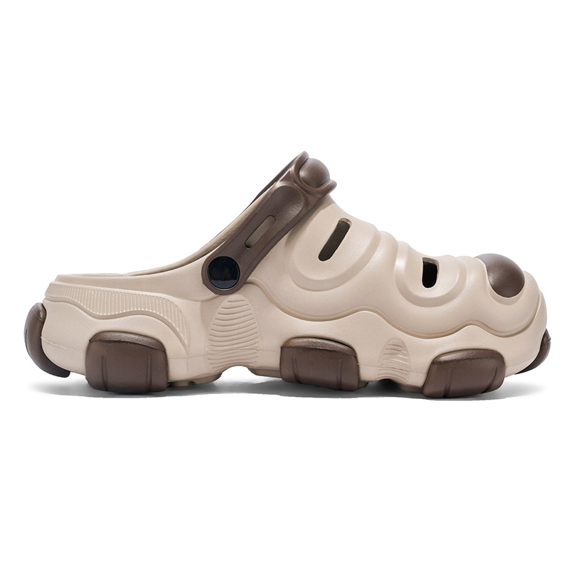 Black and White Panda Summer Nuevo estilo de gran tamaño Baotou Zapatos con agujero de un pie Sandalias de dos piezas EVA Zapatillas de playa para hombre