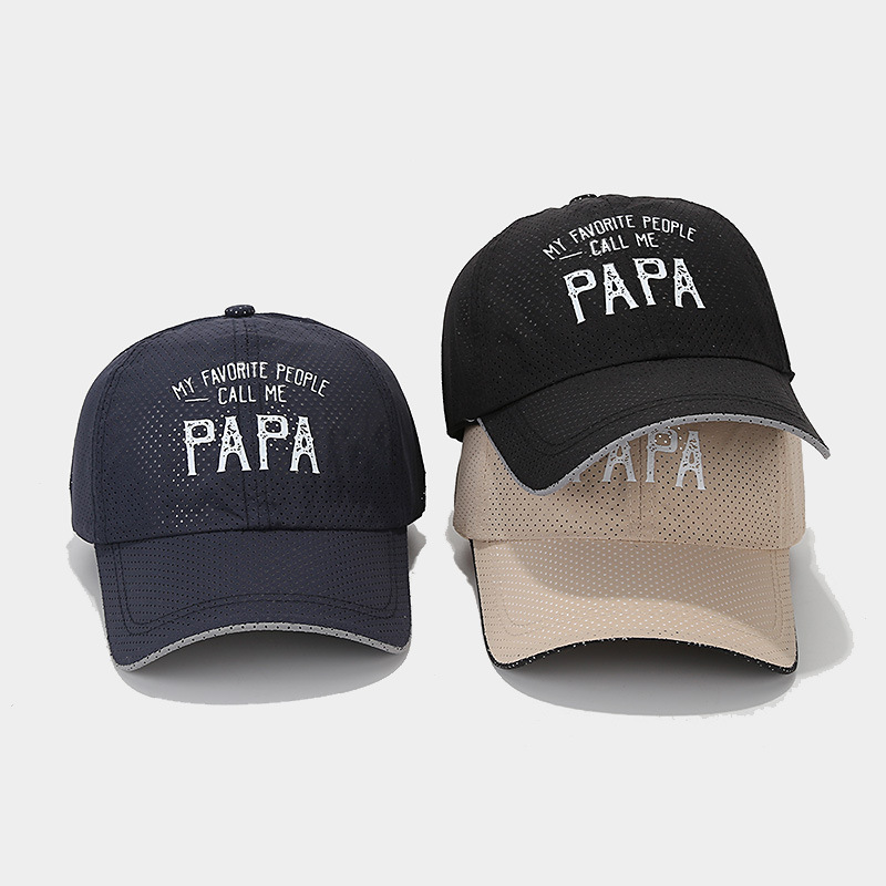 Papá al aire libre respirable malla sombrero de béisbol rápido secado letras retro sombrero de protección solar sombrero de primavera y verano sombrero deportivo