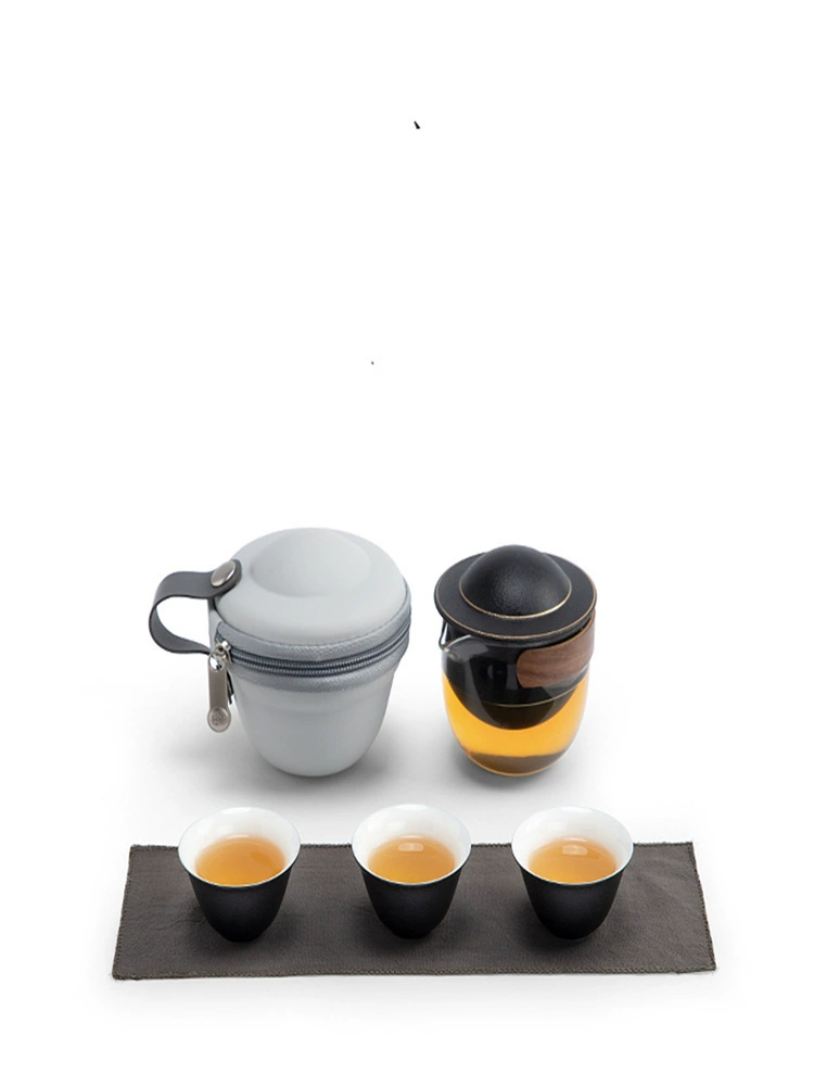 Tea cup for traveling, handheld tea set, ceramic teapot