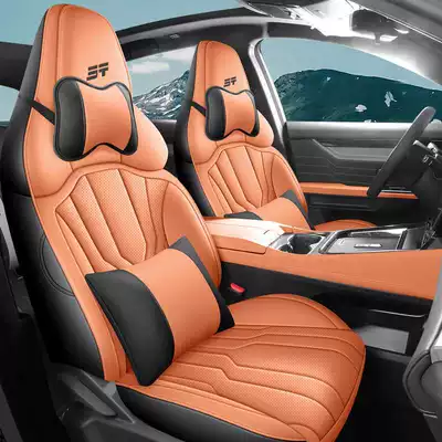 Modelə uyğun (Original) oturacaq örtükləri — Luxury Ultimate Premium Edition - black-orange-deluxe-edition-remarks-on-model-year-rear-row-half-package