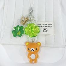 【木头轻松熊】三叶草挂件手机链咕本链卡册卡扣小熊耳朵可爱吊坠