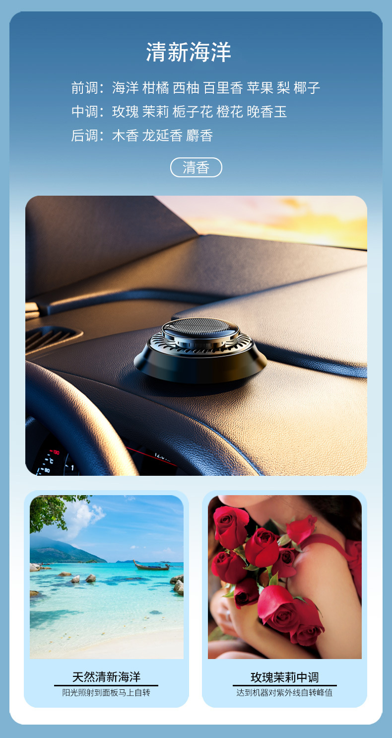 Solar-Powered Rotating Car Air Freshener, Car Perfume Ufo Ornament, Long-Lasting Light Fragrance Solid Fragrance Batch for In-Car Use
