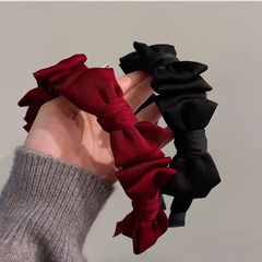 French-style satin fabric headband with elegant goddess charm bow hair tie, retro versatile outdoor pin for women, wholesale