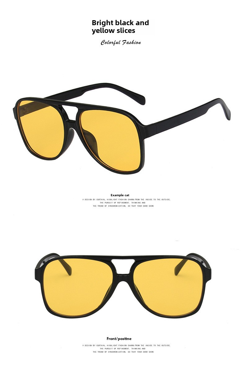 Retro Double Beam Sunglasses For Men Large Frame Trendy Design_voghion.com