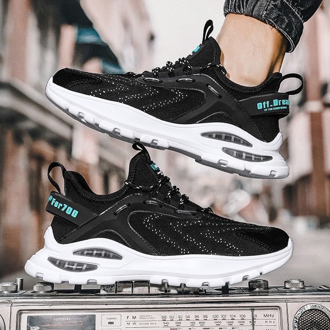 Zapatos de moda de los hombres casuales zapatillas de deporte de los hombres 2023 estilo coreano ins volando tejido transpirable zapatos de malla transpirable deportes al aire libre