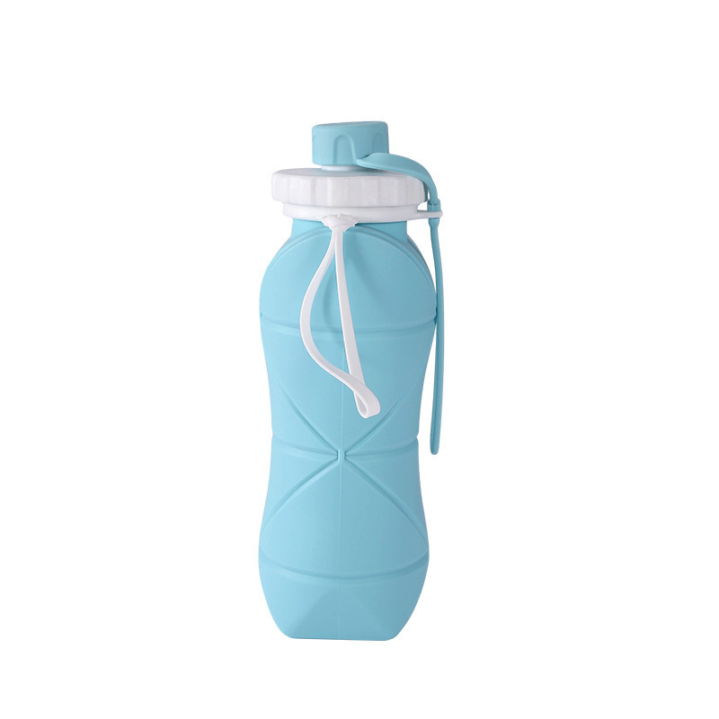 Taza de agua plegable de silicona taza de agua de deportes al aire libre retráctil portátil 600ml taza de agua de deportes al aire libre de viaje de gran capacidad
