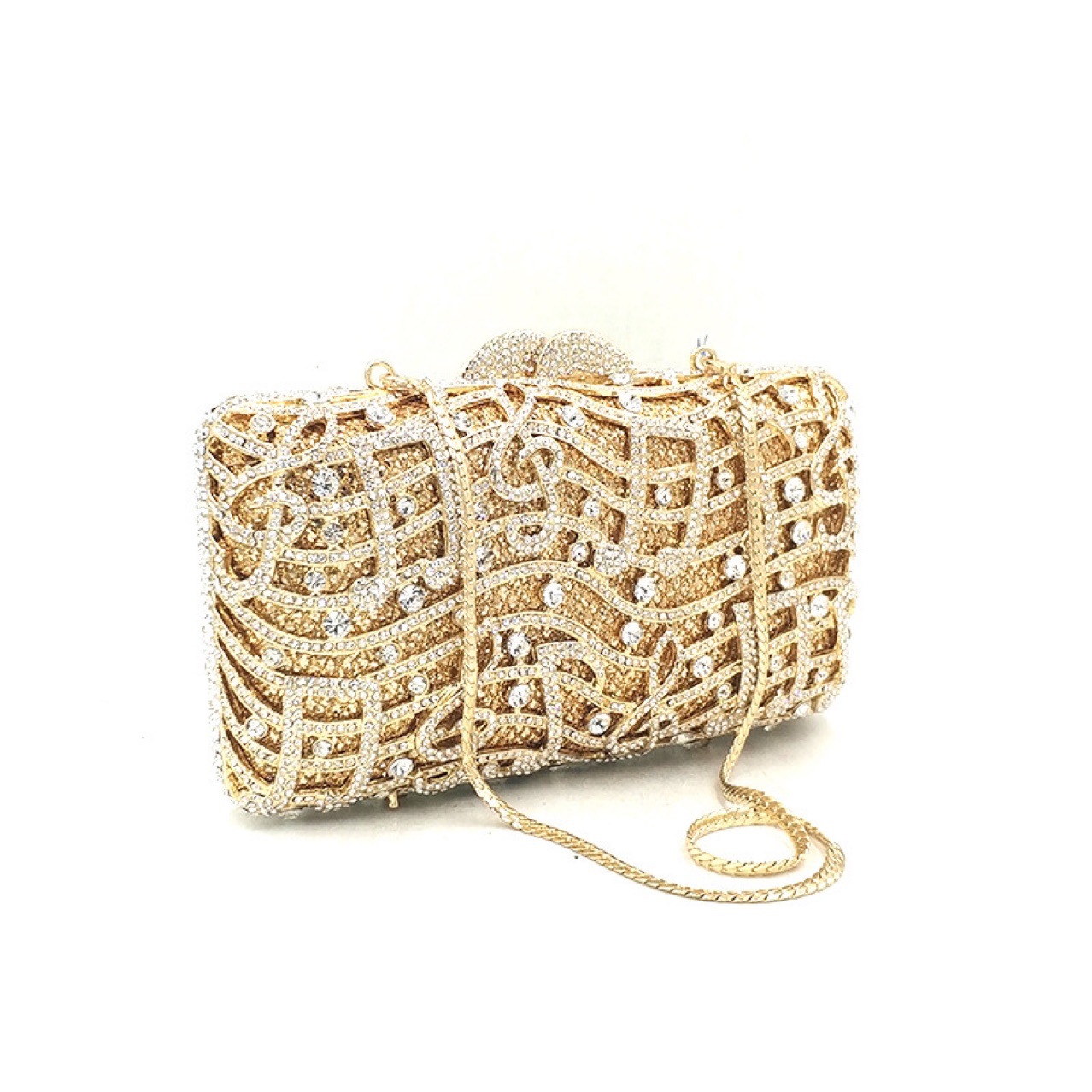 Túi clutch nữ đính đá dạ hội hộp cứng cầm tay — Màu đen chi tiết 7