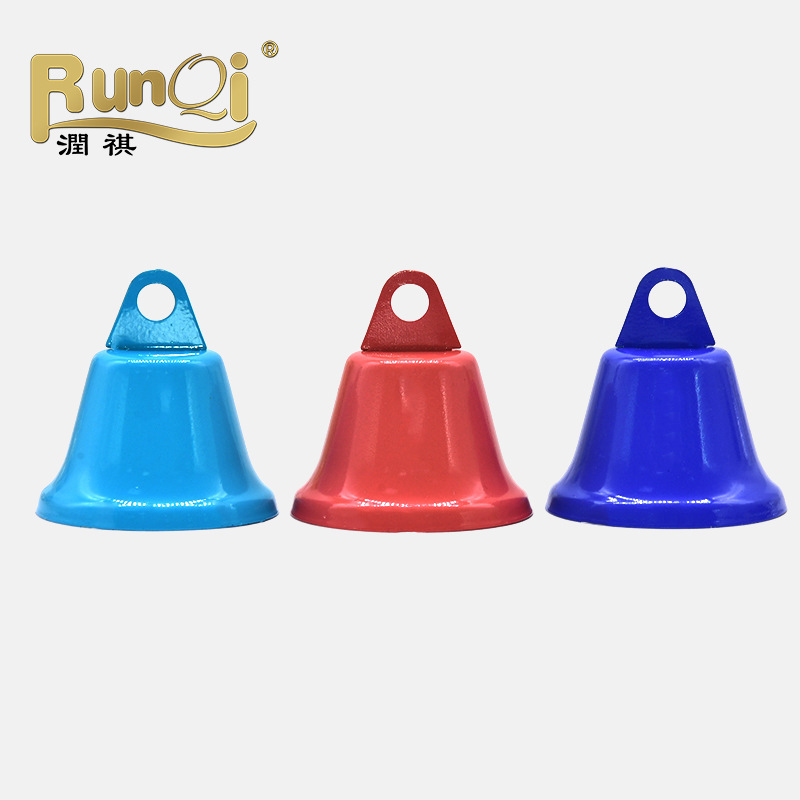 厂家直销彩色吊钟形喇叭铃铛手摇铃铛金属工艺品烤漆铁艺圣诞铃铛