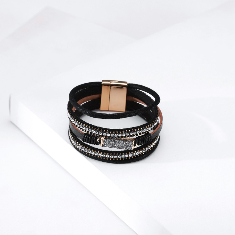 Bohemian Hot Diamond Multi-layered Wide-sided Magnetic Buckle Bracelet display picture 14