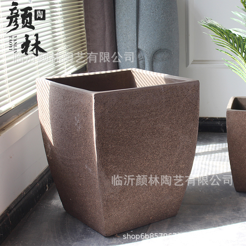 Cuadrado cerrado fondo maceta de cerámica gruesa maceta de paisaje de gran tamaño maceta de árboles de plantación maceta de árboles de semillas espesar maceta de arena violeta transpirable