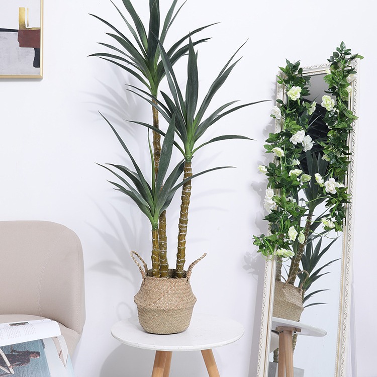 Planta verde artificial de la ventana de la sala de estar tienda de ropa de mujer Planta artificial gran decoración de Bonsai maceta artificial Nórdica