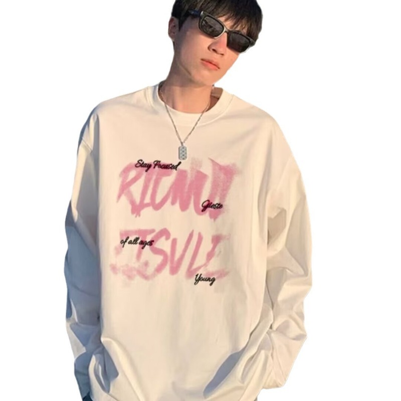 男性春秋新型アメリカ重ポンド長袖tシャツ創意的なデザイン感があります。|undefined