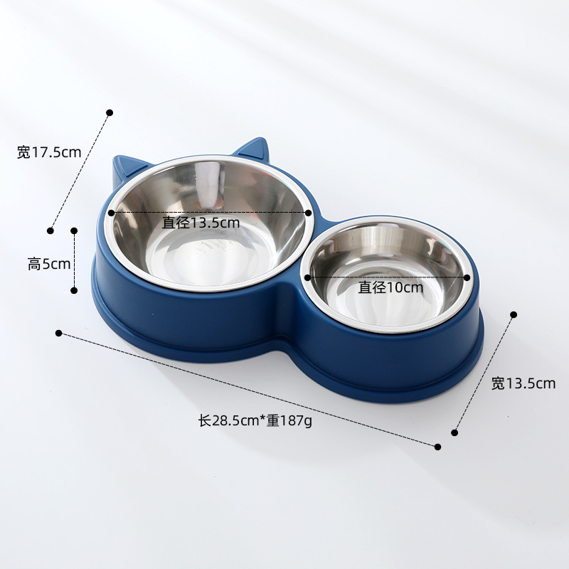 Pipetao tipo gato doble tazón de acero inoxidable tazón de fuente al por mayor estilo casero gato tazón de fuente integrado doble tazón gato tazón para mascotas
