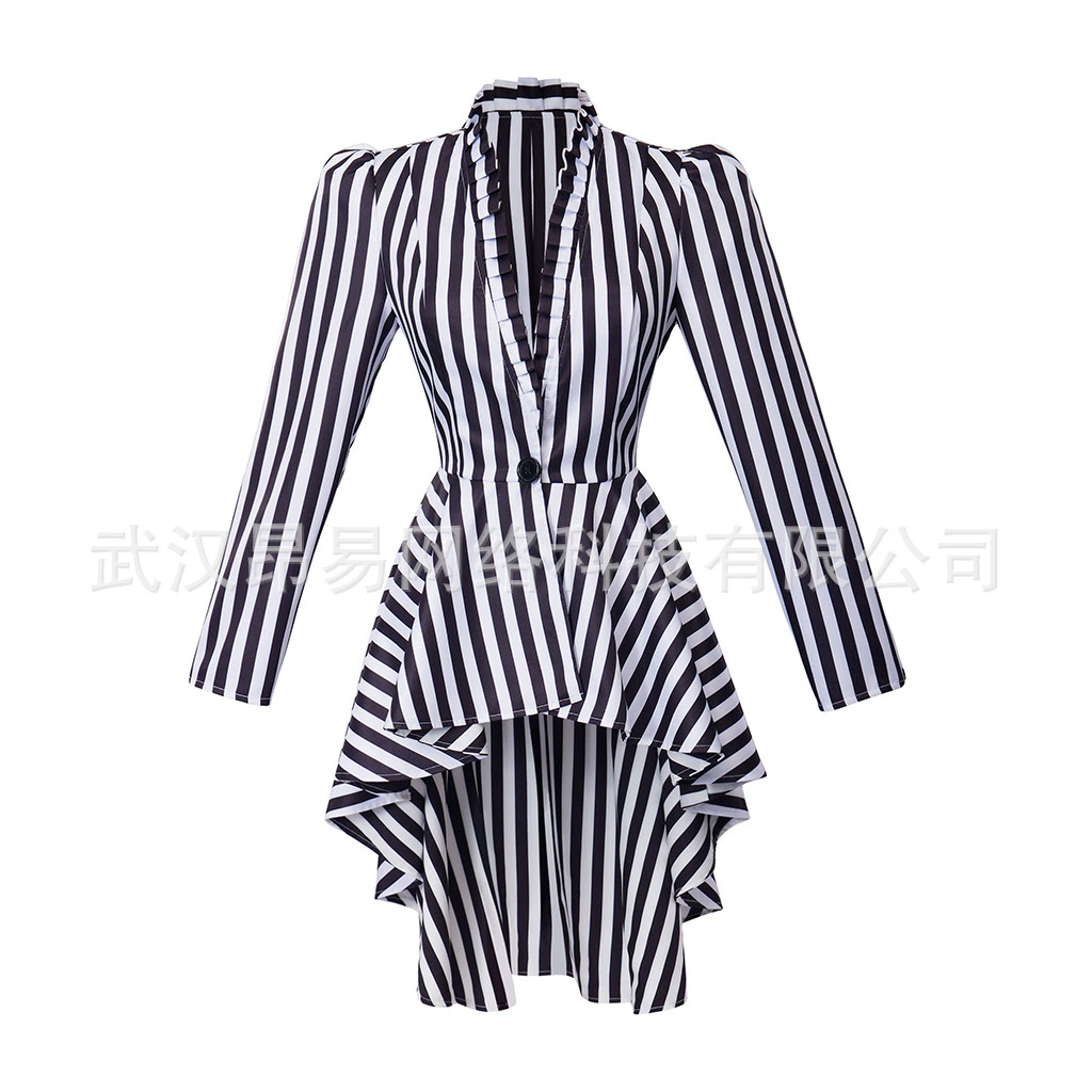 Пятно европейские и американские трансграничные дамы классический стимпанк ретро длинный пиджак плащ топ полосатый платье COS