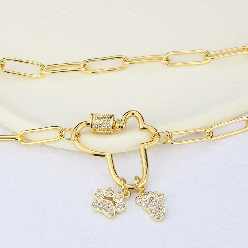 simple hollow butterfly foot pendant copper gold-plated necklace wholesale