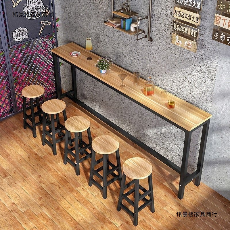 Coffee Table Narrow Balcony Home Long Bar Table High Table Wall Bar Table Living Room Milk Tea Shop Table and Chair Combination