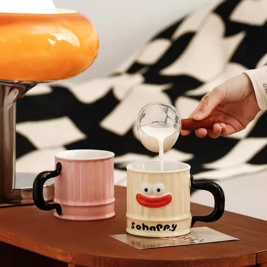 Personalidad creativa, bonita, boca grande, taza de cerámica, taza de cerámica con tapa, taza de basura, taza de agua, taza de café extraña, taza de oficina
