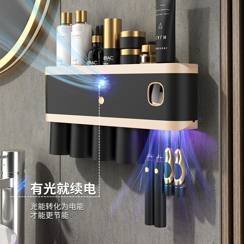 Electric Toothbrush Disinfection Cabinet Hole-Free Wall-Mounted Toothbrush Storage Box Organizer Smart UV Sterilization Set