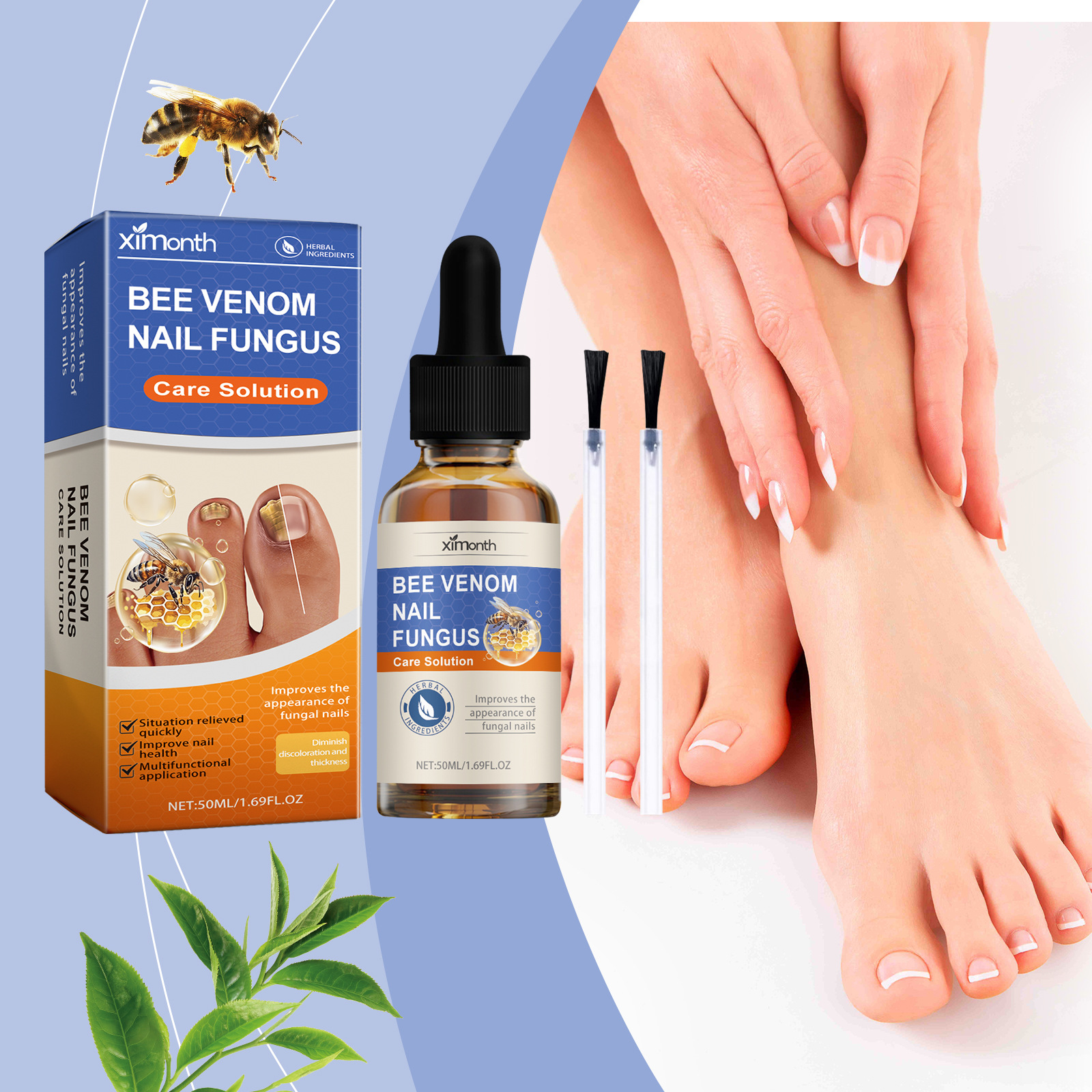 Ximonth Nail Care Solution Nail Surface Cleansing, Moisturizing and Moisturizing Gentle Care Solution for Hands and Feet Nails