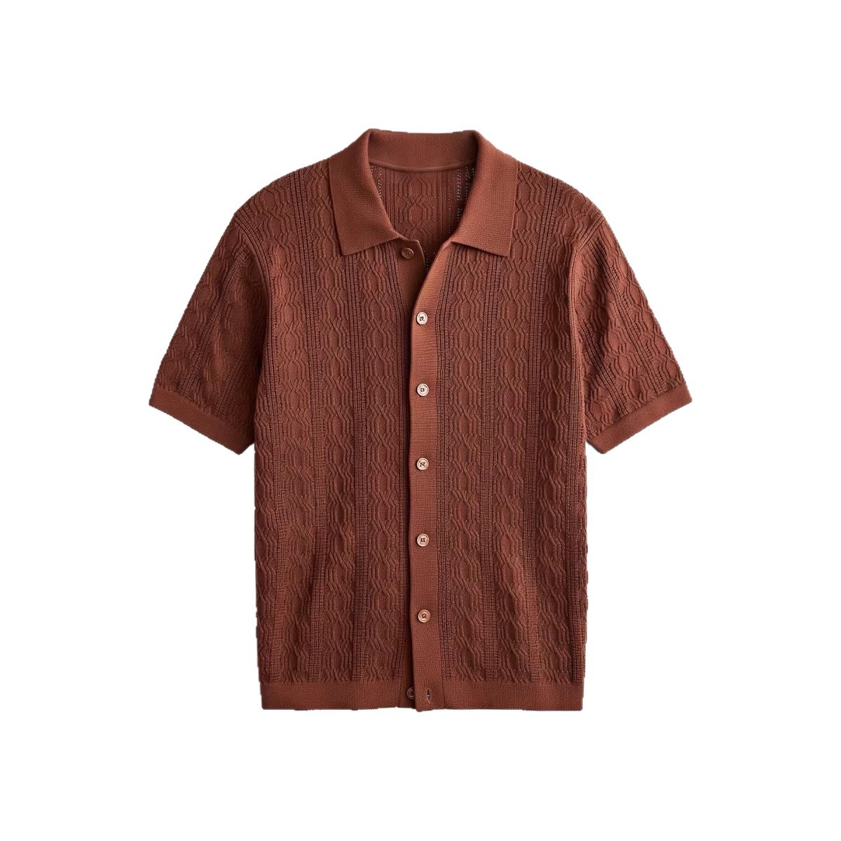 Herren-Strickcardigan mit Struktur, lässig, mit Knopfleiste, V-Ausschnitt, kurzen Ärmeln, lockerer Passform, atmungsaktiv, Retro-Stil, in Schwarz und Weiß_voghion.com