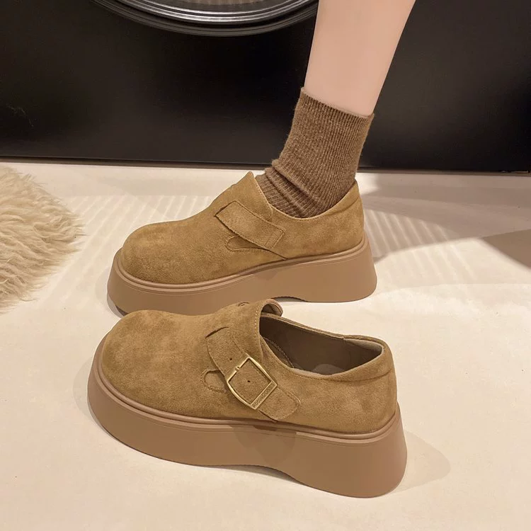 Туфли лоферы 2025 весна новый стиль Birkenstock обувь, пробковая подошва, плоская толстая подошва, округлый носок, обувь на slip-on/липучках