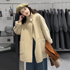2025 新韓国スタイル両面ウールコート女性のためのスリムカジュアル多用途羊毛ウールコート