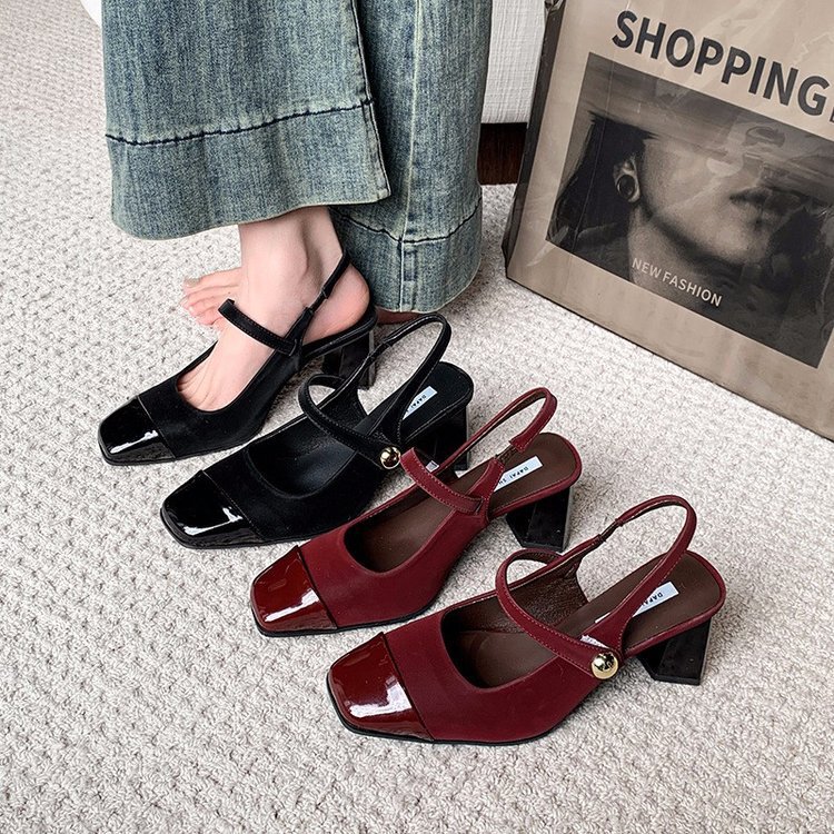 Foreign Trade Korean Style Square-Toe High-Heeled Shoes 2025 Spring New Fashion Trend Versatile Women's Shoes Height-Increasing, Compact and Slimming