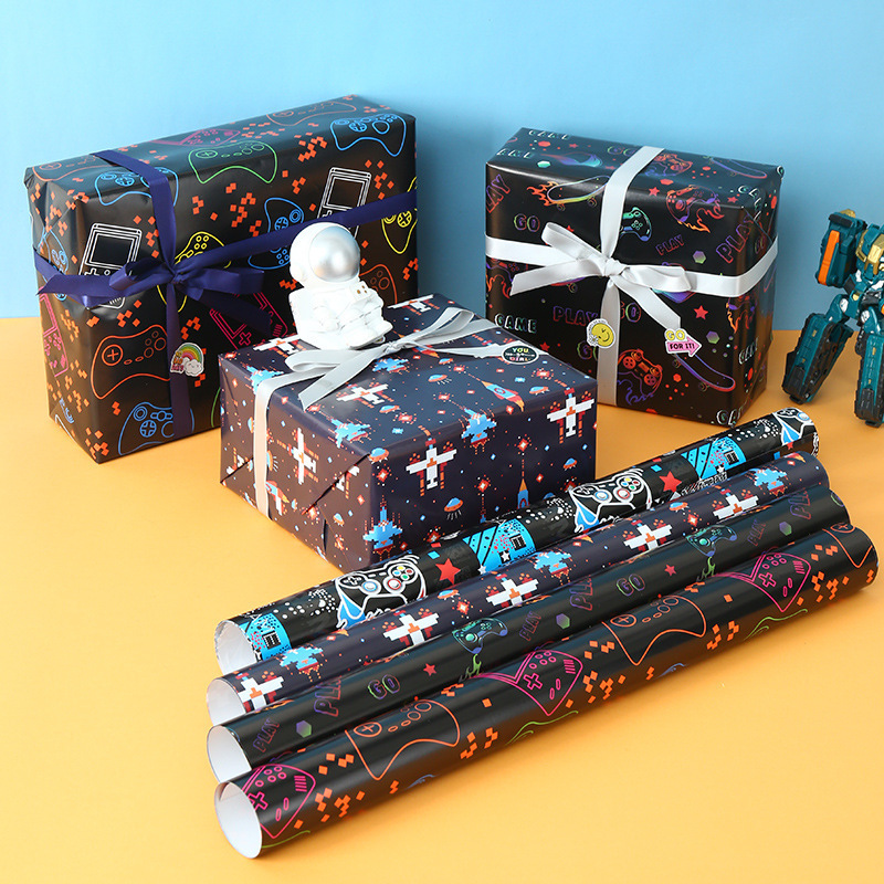 Papel de regalo de dibujos animados para consolas de videojuegos, el más vendido de Amazon, regalo de cumpleaños, papel de regalo hecho a mano, papel de regalo de dibujos animados.