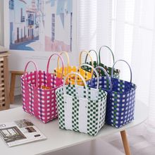 PVC手工编织包新款百搭包家居菜洗澡篮手提菜篮子沙滩日常休闲