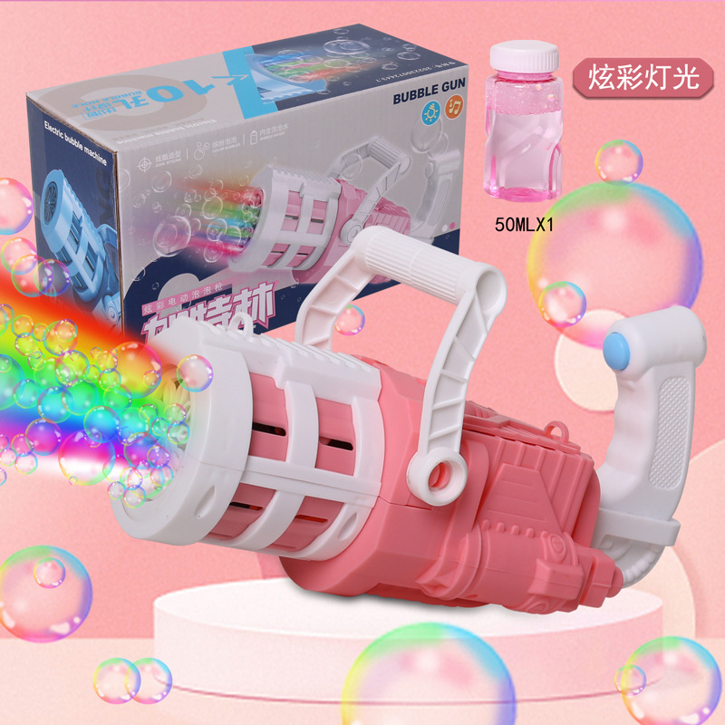 Automático Gatling espacio astronauta máquina de burbujas al aire libre de mano burbuja soplando pistola eléctrica juguetes para niños al por mayor