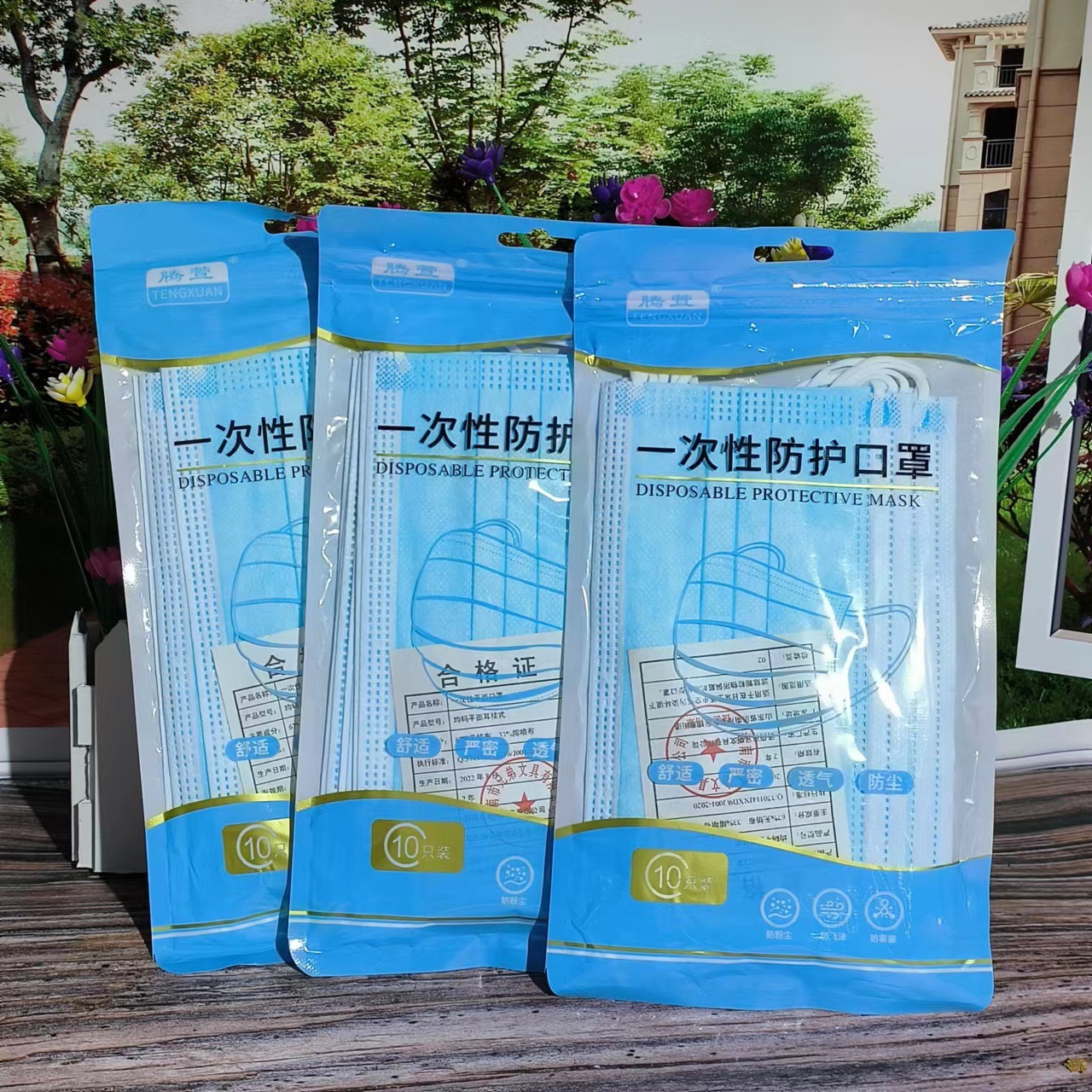 一包10片装3层含熔喷布一次性口罩成人防护防尘口罩 一元两元百货