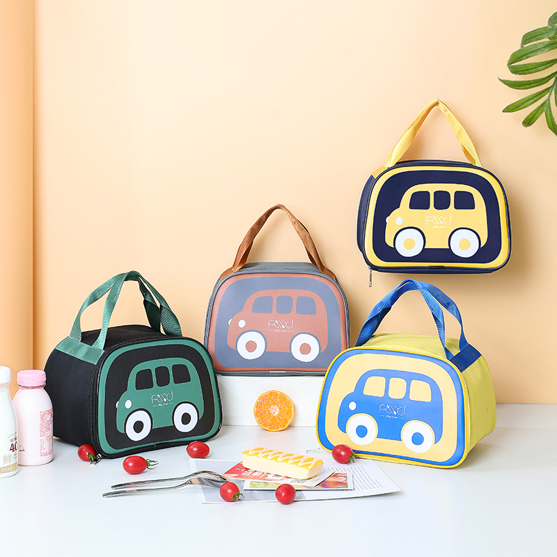 Cartoon car insulation bag lunch box cartoon handbag lunch with rice aluminum foil thickened waterproof lunch box bag lunch bag