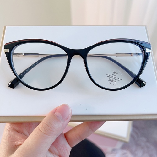 TR8201 fashionable export cat-eye frame glasses can be matched with myopia cross-border anti-blue light flat butterfly glasses frame