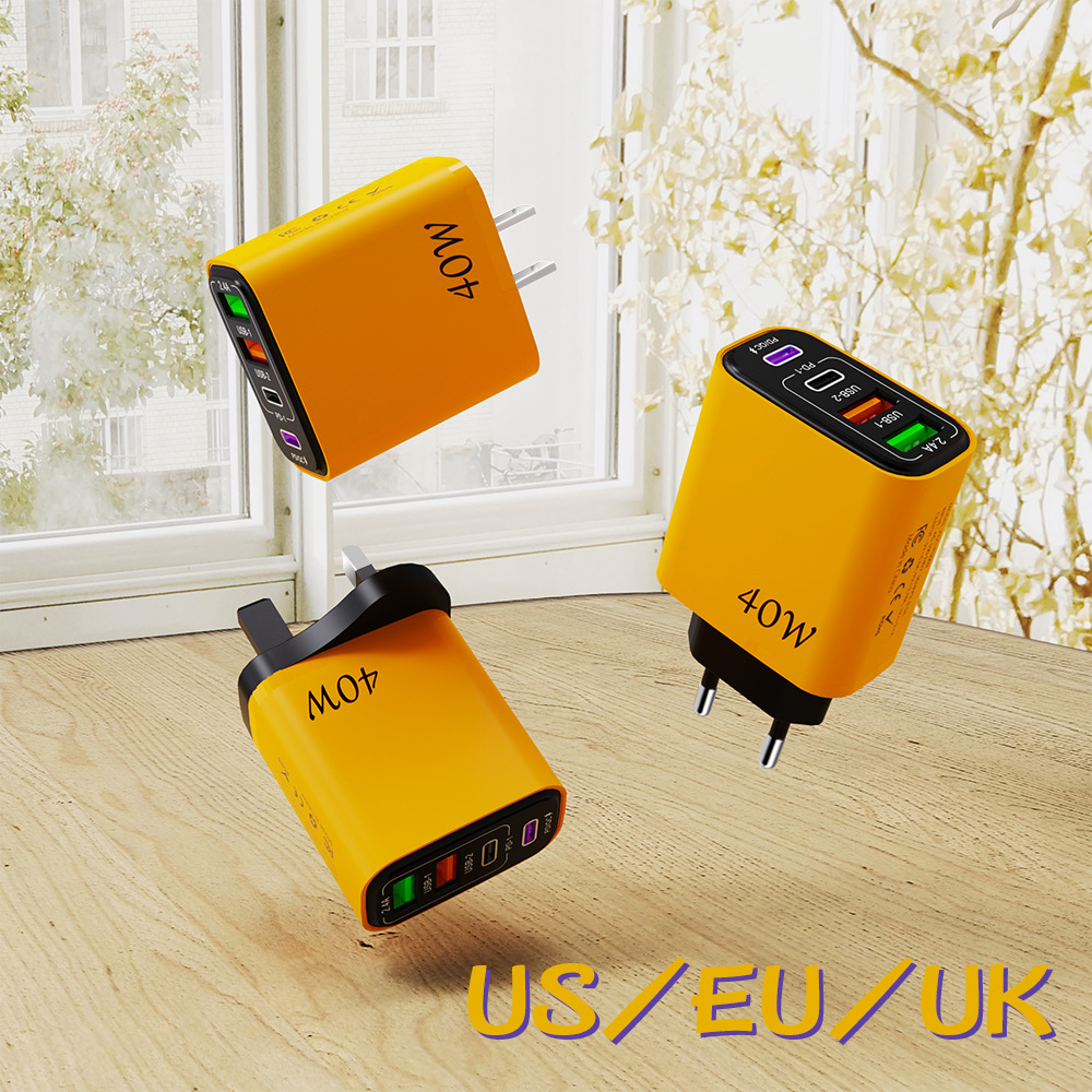 Cargador de alta potencia multipuerto poroso con cabeza de carga rápida de uso general, estándar americano, estándar europeo, estándar británico, estándar australiano, multiinterfaz