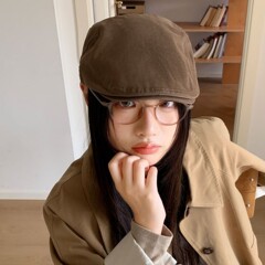 韩版雅痞风前进帽女2025新款文艺显脸小贝雷帽百搭帽子画家报童帽