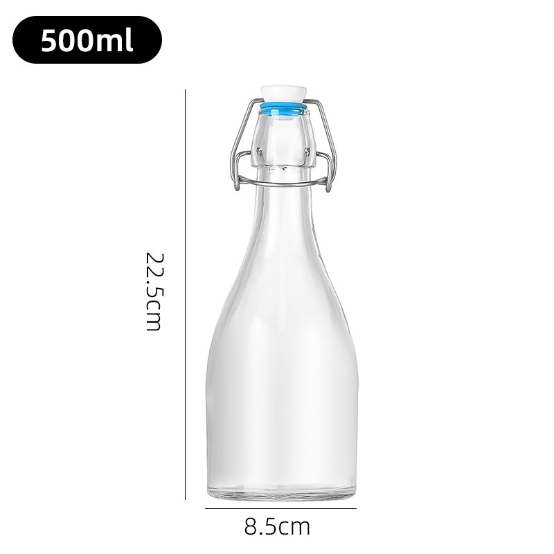 Botella de bebida de vino de fruta transparente botella de enzima de sellado botella de leche botella de jugo botella de aceite doméstica botella de vidrio de sellado de presión