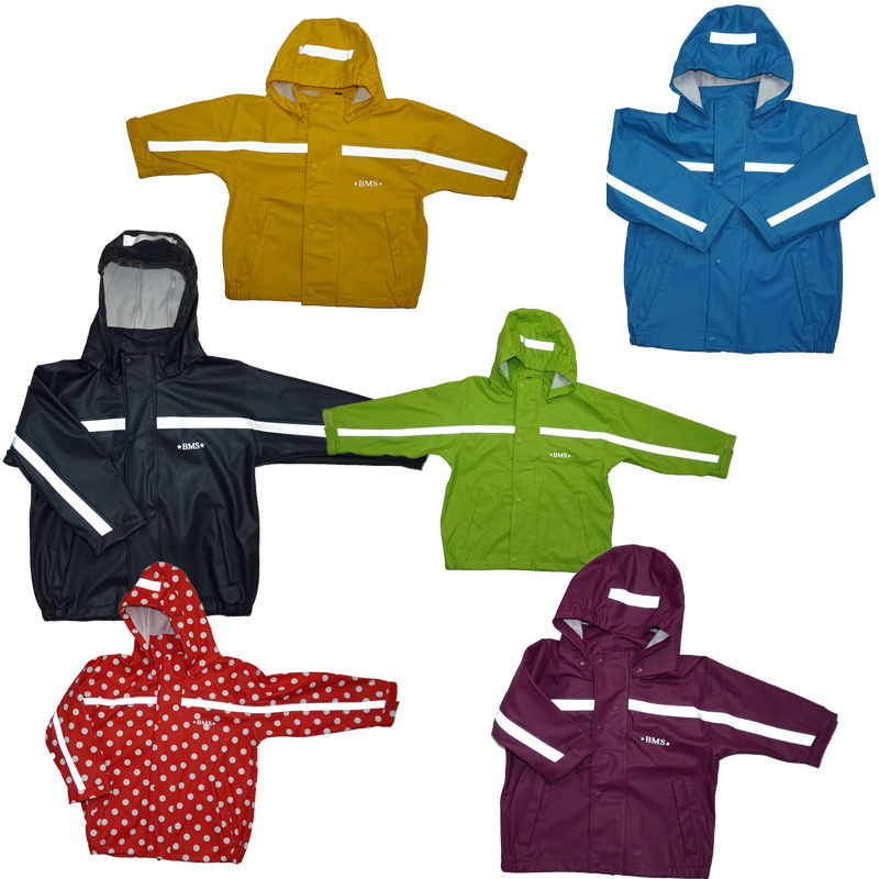 Children's Pu Raincoat Jacket for Boys and Girls, Rainproof Windbreaker for Kindergarten Students, Thickeneded Raincoat Manufacturer Customized