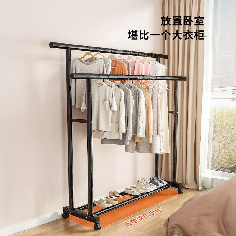 シンプルなコートラック、寝室の床置き、家庭用衣類ラック、寮の折りたたみ式物干しロッド、バルコニーの物干し|undefined