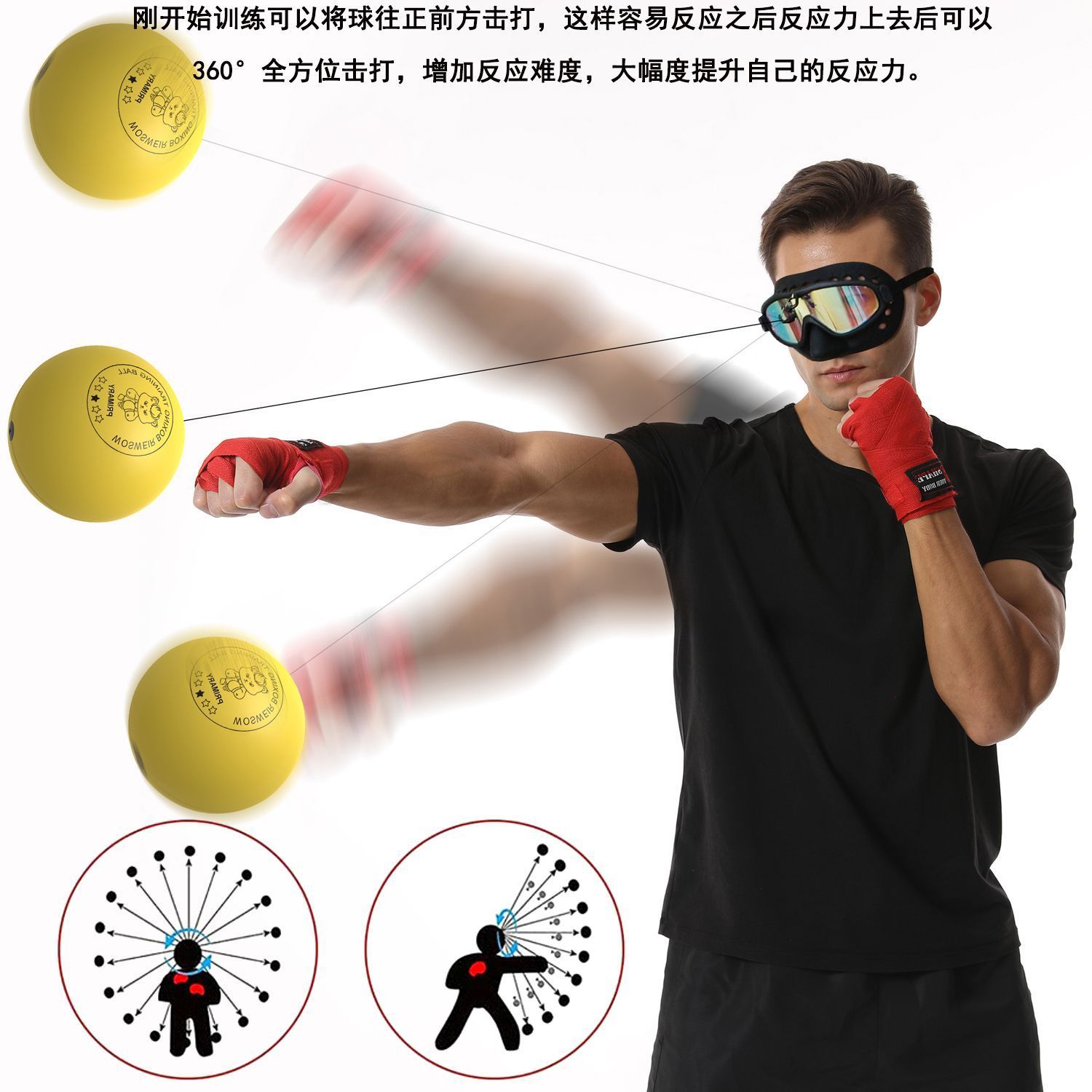 Balón de reacción montado en la cabeza de protección completa bola de acompañamiento de seguridad boxeador asistente bola de velocidad pequeña blanca entrenador de boxeo interior para niños image 4