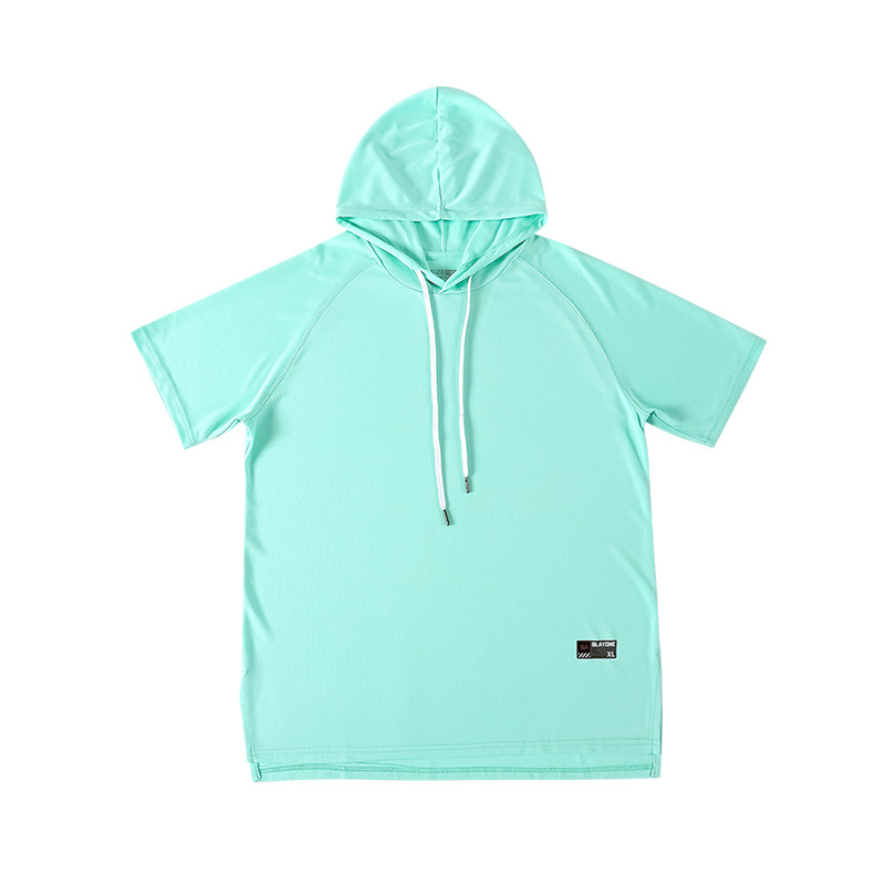 Camiseta con capucha de los hombres de manga corta color sólido Deportes de verano moda Ins con capucha hip hop media manga camiseta de moda Marca Ropa de hombre