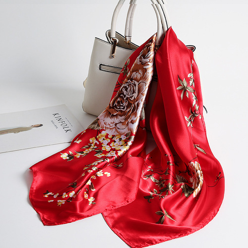 90 Large Silk Scarves for Women Spring and Autumn Korean Decor Air Hostess Satin Neckties New Scarves Mother's Day Gift