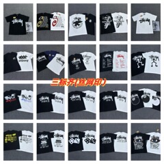 夏スティス スティス 2025 新しいメンズとレディース半袖 Tシャツメンズルーズヘビーウェイト高品質 Tシャツプリント