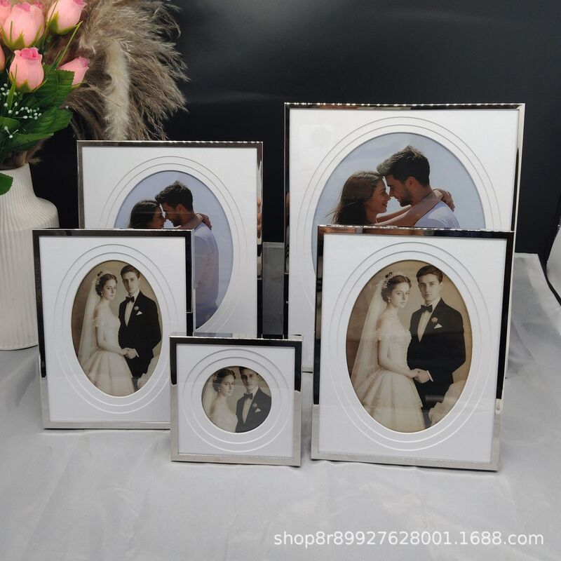 Simple Silver Metal Frame with Three-Layer Cardboard Inserts, Soft-Style Minimalist Photo Frame for Tabletop Display
