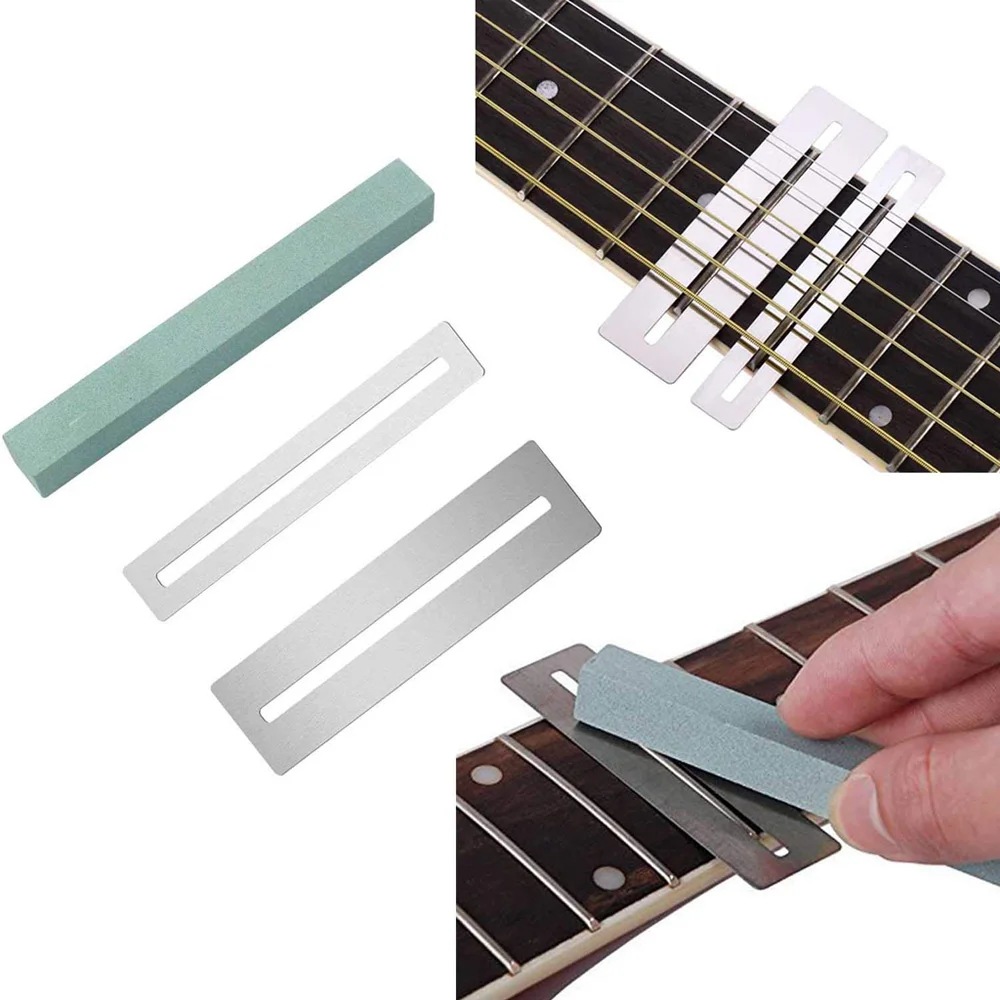 Traje de herramientas de guitarra Regla de radián Regla de brecha de guitarra Regla de altura de la cadena Hoja de protección de alambre de piedra de molienda