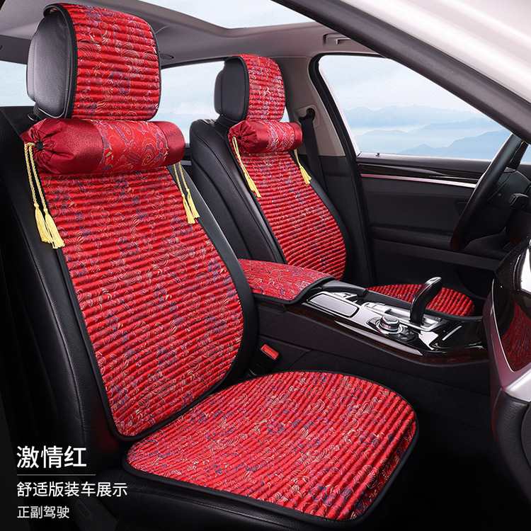 Wholesale Embroidered Buckwheat Shell Health-Preserving Car Seat Cushion, Universal for All Seasons, Linen Seat Cushion, Summer Breathable Non-Slip Seat Cover