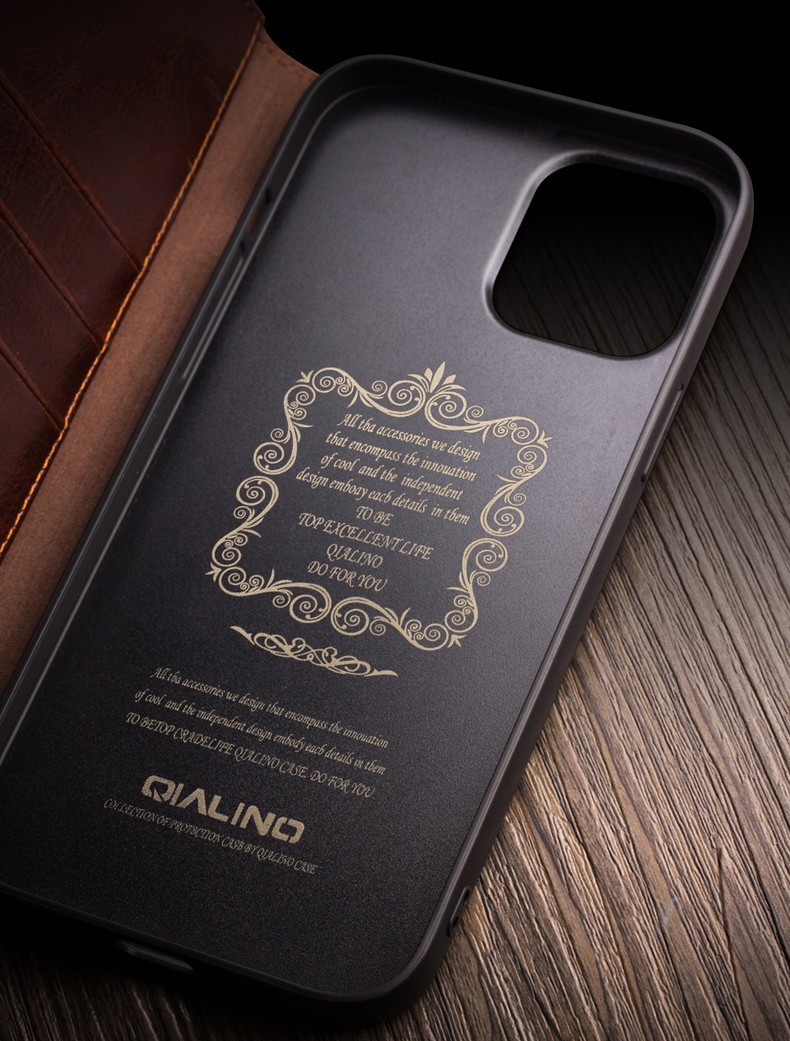 Ốp lưng da thật gập bảo vệ thẻ cho iPhone 12 Pro Max / 12 mini — IPhone12 mini 5,4 inch màu nâu cổ điển, IPhone12 mini 5,4 inch màu đen cổ điển, IPhone12 Pro 6,1 inch màu nâu cổ điển, IPhone12 Pro 6,1 inch màu đen cổ điển chi tiết 19
