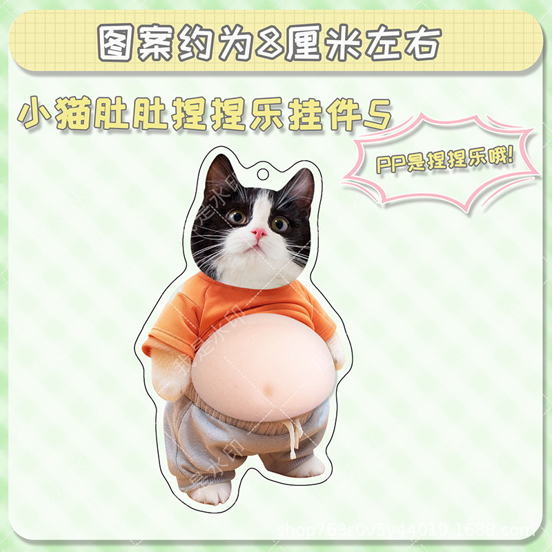 Colgante adorable mascota gatito cachorro acrílico estómago descomprimir pellizco colgante mochila llaveros decoración