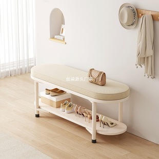 Cream Style Shoe Changing Stool Seatable Entry Shoe Cabinet Sitting Stool Integrated Household Long Stool Soft Bag Door Wearing Xitang